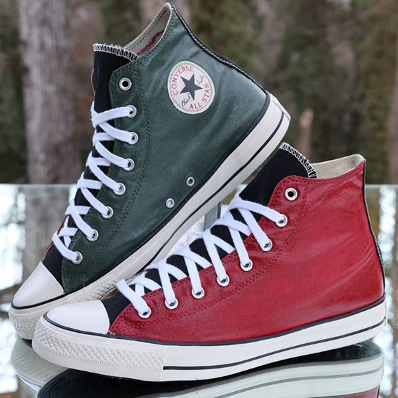Converse Chuck Taylor All Star High Top Custom Red Black Green - Picture 2 of 14
